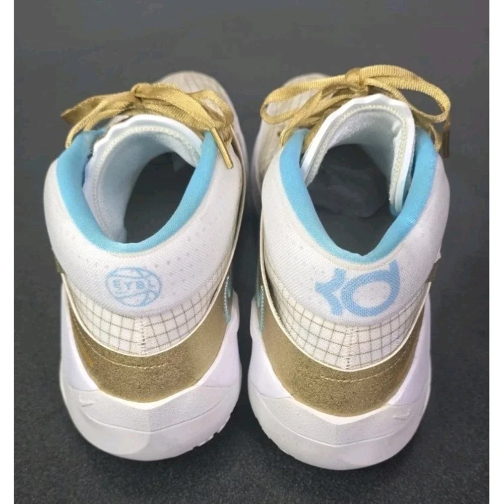 Nike‎ Zoom KD 13 EYBL White Gold Aqua Men 14 Basketball Sneakers DA0895-102
